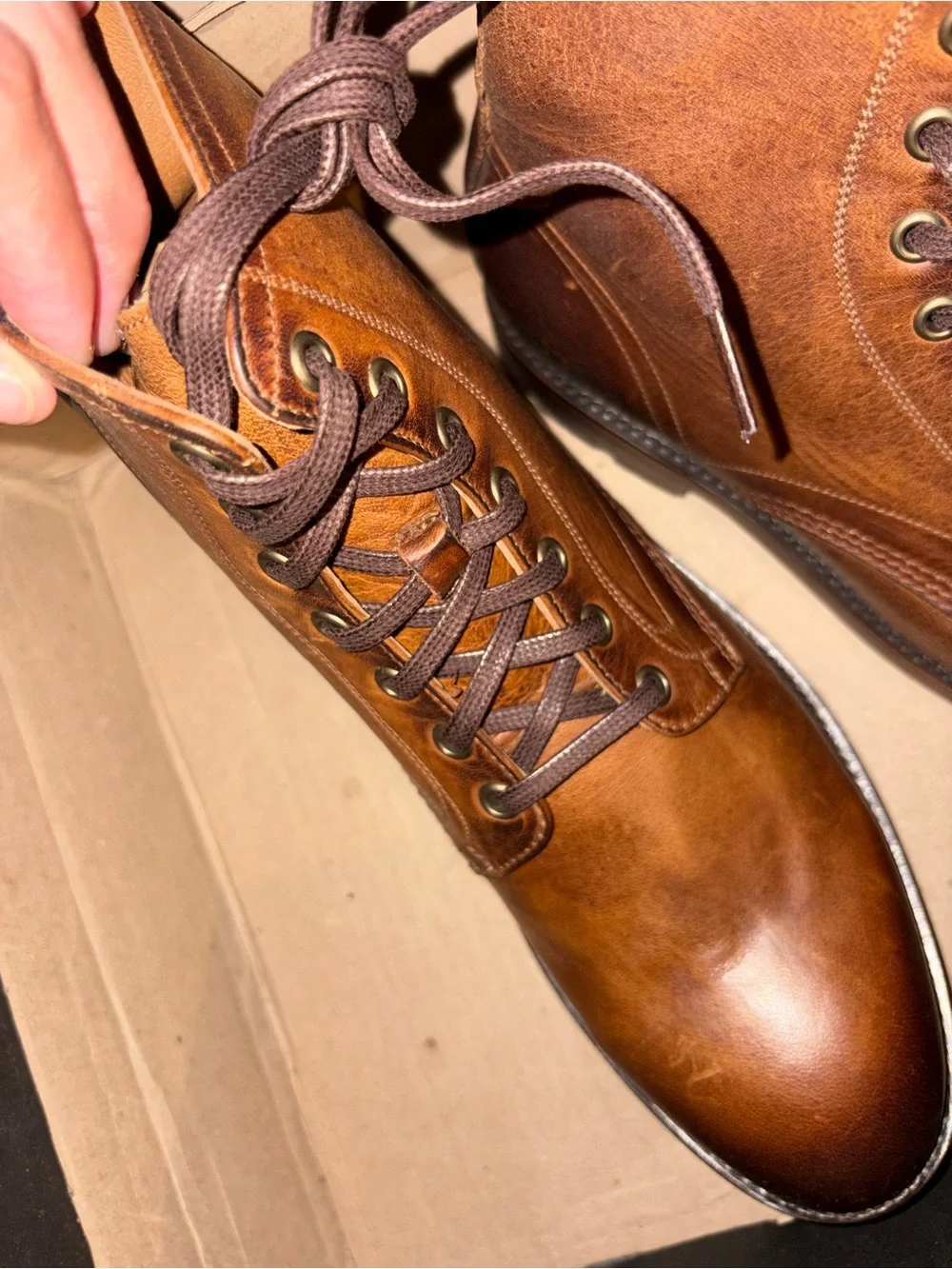 Frye Cognac Leather Chukka Lace-Up Boots
